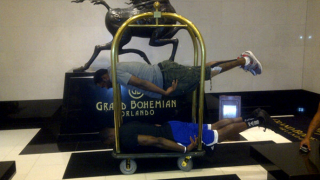 Illustration for article titled With NBA Lockout Looming, Gilbert Arenas And Dwight Howard Start Planking